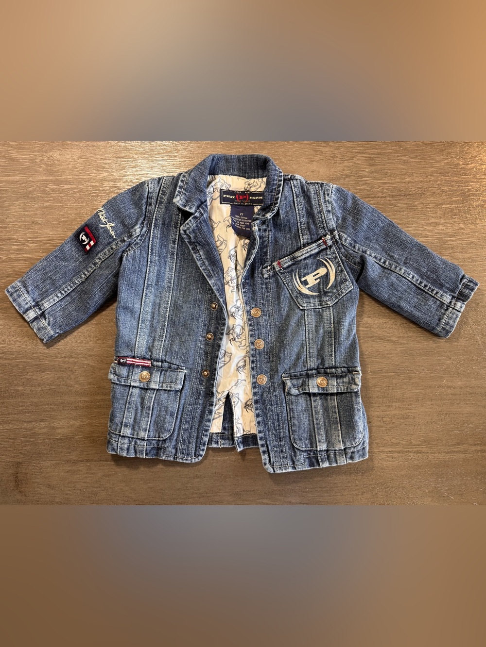 Phat Farm Denim Embroidered Logo Trucker Jacket Kids 2 Toddler Blue